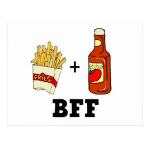 Pommes-Frites u. Ketschup BESTE FREUNDIN Postkarte