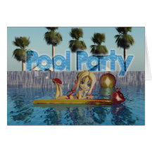 Pool-Party Einladung mit Moonies Süsse-Torte Karte