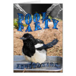 Pool-Party Einladungskarte mit Elster