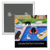 Pool-Party Labradors Buttons