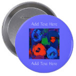 Pop-Blumen-Blau-Knopf Anstecknadelbutton