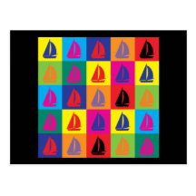 Pop-Kunst-Segeln Postkarte