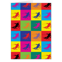 Pop-Kunst-Skifahren Grußkarte