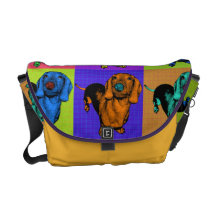 Pop-Kunstdachsund-Dackel täfelt MehrfarbenPopart Kurier Taschen