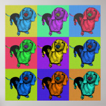 Pop-Kunstdachsund-Dackel täfelt MehrfarbenPopart Plakate