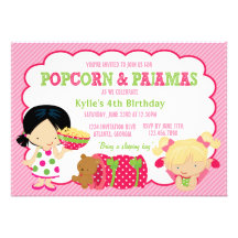 Popcorn-und Pyjamassleepover-Party Individuelle Ankündigungen