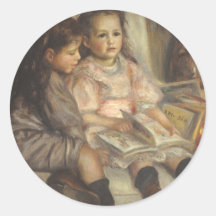 Porträt der Kinder, Renoir Vintager Impressionismu Runde Sticker