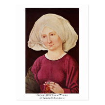 Porträt einer jungen Frau durch Martin Schongauer Postkarte
