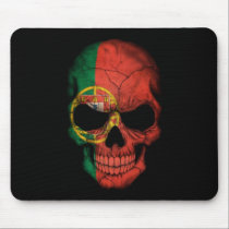 Portuguese Flag Skull on Black mousepads