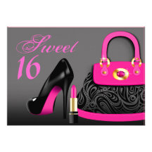 Posh Geldbeutel, hoher Heels und Lippenstift 16. G Einladungskarten
