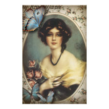 Posh Vintage Schmetterlings-Paris-Dame Fashion Individuelle Büropapiere
