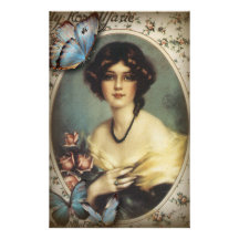 Posh Vintage Schmetterlings-Paris-Dame Fashion Druckpapiere