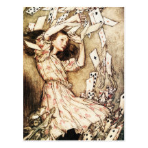 Postkarte:  Alice u. das Kartenspiel