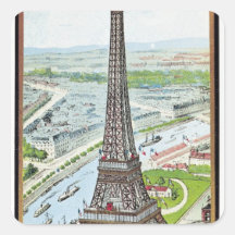 Postkarte, die den Eiffelturm darstellt Sticker