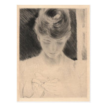 Postkarte mit Malerei Pauls Cesar Helleu