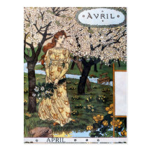 Postkarte: Monat von Aril - Avril