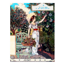 Postkarte: Monat von Juni - Juin