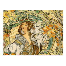 Postkarte: Mucha - Sprache der Blumen