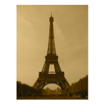 Postkarte Sepia Vorderansicht des Eiffelturms