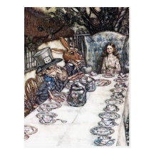 Postkarte: Wütendes Hutmacher-Tee-Party - Rackham