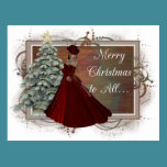 Postkarten der Weihnachtsfrauen-(roter Kleiderentw postkarten