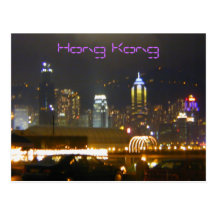 Postkarten-Hong- KongChina-Stadt beleuchtet Skylin