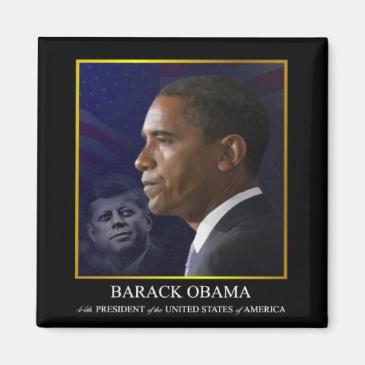 Präsident Barack Obama mit JFK - Magnet