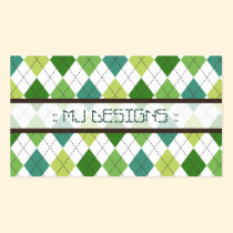 Preppy Rauten-Diamant-Muster-Geschäfts-Karte: Grün visitenkarten
