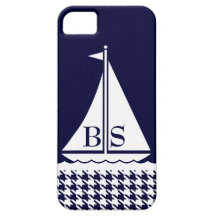 Preppy Segelboot-Hahnentrittmuster-Marine personif Etui Fürs iPhone 5