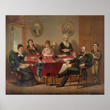 PRESIDENT GARFIELD & FAMILY Lithograph Print