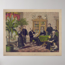 President James Garfield and family in library Posters