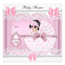 Pretty Baby Shower Cute Girl Pink Vintage einladungen