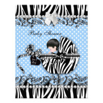 Pretty Baby Shower Zebra Baby Boy Blue Spot einladungen