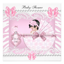 Pretty Baby Shower Zebra Baby Girl Pink Lace einladungen