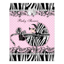Pretty Baby Shower Zebra Baby Girl Pink Spot einladungen