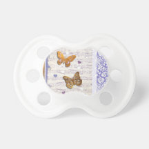 Pretty Purple & Gold butterflies & music collage Pacifiers