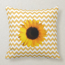 Pretty Yellow Chevron Pattern & Sunflower kissen