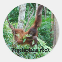 Primat-Vegetarier-Felsen! Runde Sticker