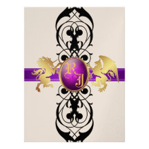 Prinz u. Prinzessin Purple Gold Champagne 6x8 Ankündigungskarte