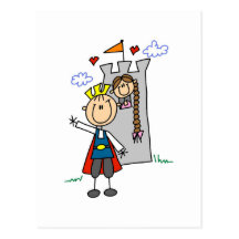 Prinz und Mädchen in den Turm-T-Shirts und den Ges Postkarte