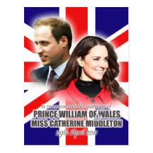 Prinz William u. Kate königliche Hochzeits-Postkar