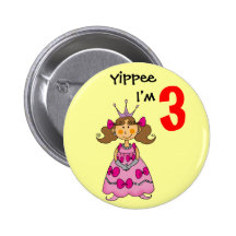 Prinzessin mit 3-Jährigen (braunes Haar) Buttons