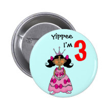 Prinzessin mit 3-Jährigen (schwarzes Haar) Buttons