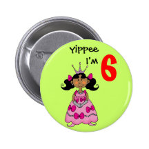 Prinzessin mit 6-Jährigen (schwarzes Haar) Button