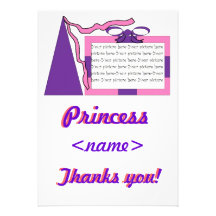 Prinzessin Pink/lila Hut-viertes Geburtstags-Party Individuelle Ankündigungskarte