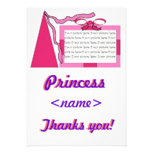 Prinzessin Pink/rosa Hut-viertes Geburtstags-Party Individuelle Einladungskarten
