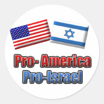 Pro-Amerika/Israel Runder Sticker