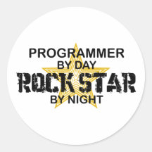 Programmierer-Rockstar bis zum Nacht Runde Sticker