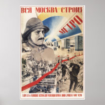 Propaganda UDSSR die Sowjetunion Mosmetrostroy 193 Plakat
