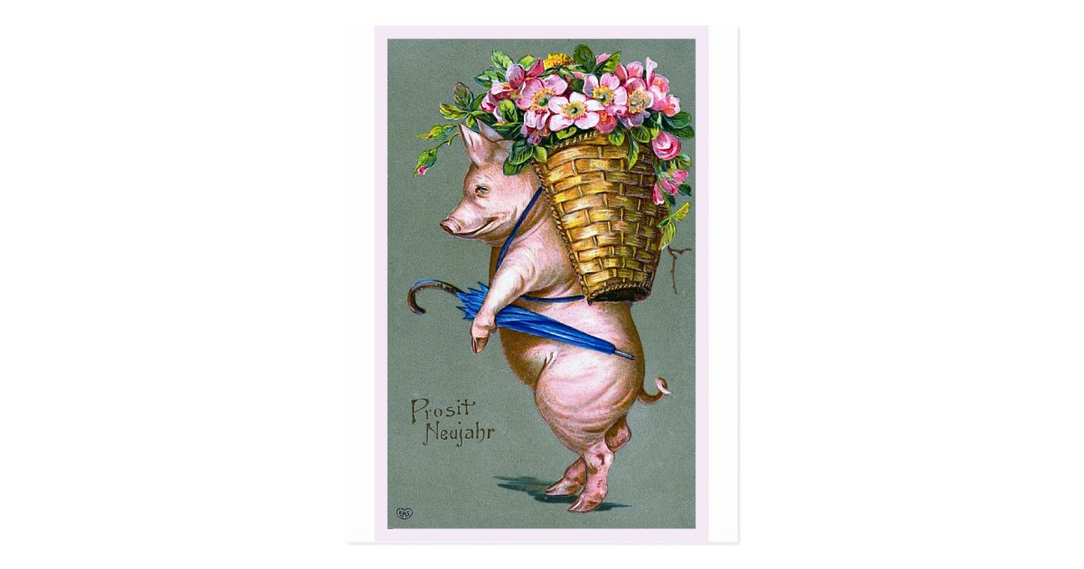 &quot;Prosit Neujahr&quot; Vintager Deutscher Postkarten | Zazzle